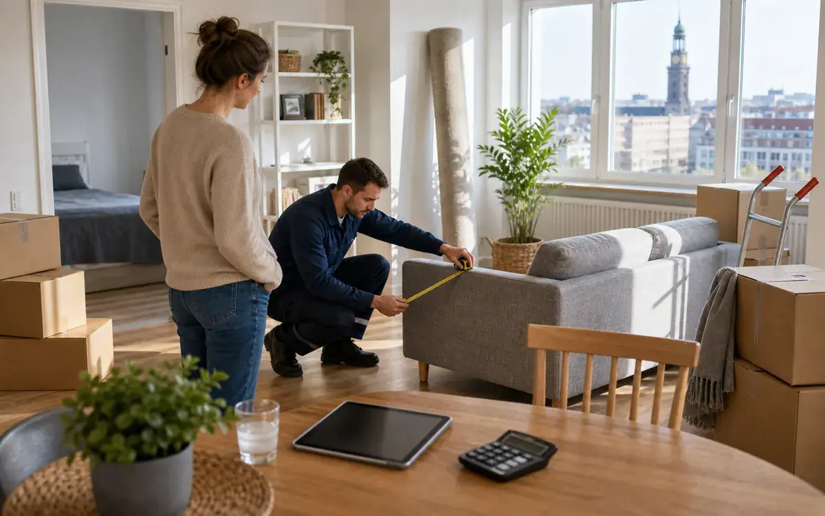 Transparente Kosteneinschätzung für eine Entrümpelung in Hamburg mit Kartons und Möbeln